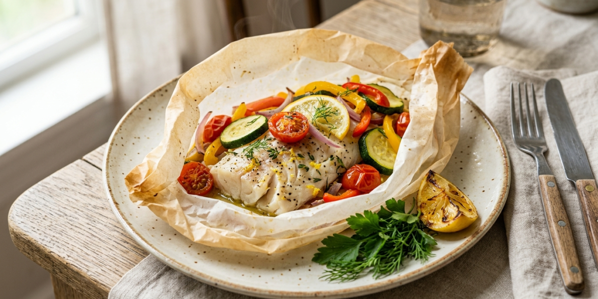 Poisson en papillote aux légumes Whole30 sans lactose