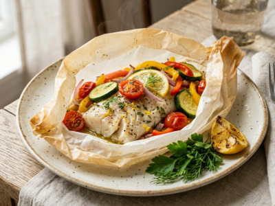 Poisson en papillote aux légumes Whole30 sans lactose