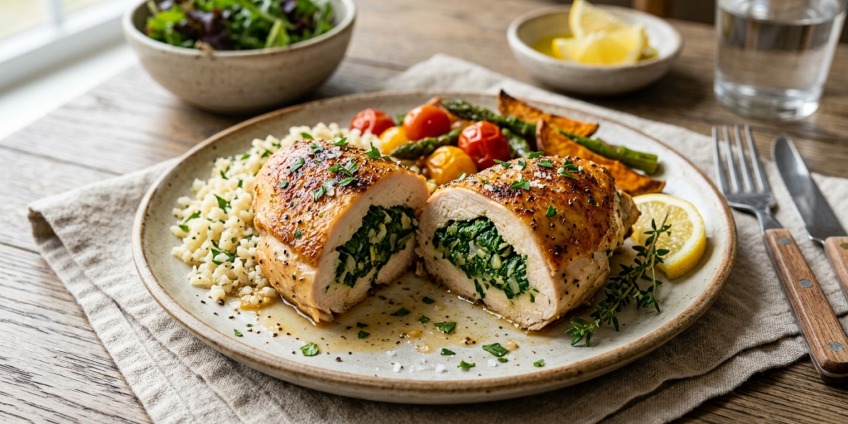 Poulet farci aux épinards Whole30 sans lactose