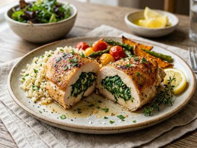 Poulet farci aux épinards Whole30 sans lactose