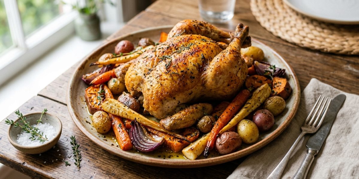 Poulet rôti aux légumes racines Whole30 sans gluten