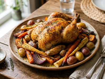 Poulet rôti aux légumes racines Whole30 sans gluten