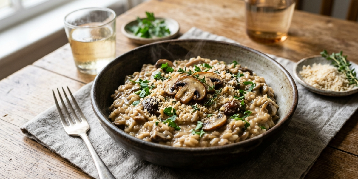 Risotto aux champignons sans lactose préparé au Thermomix