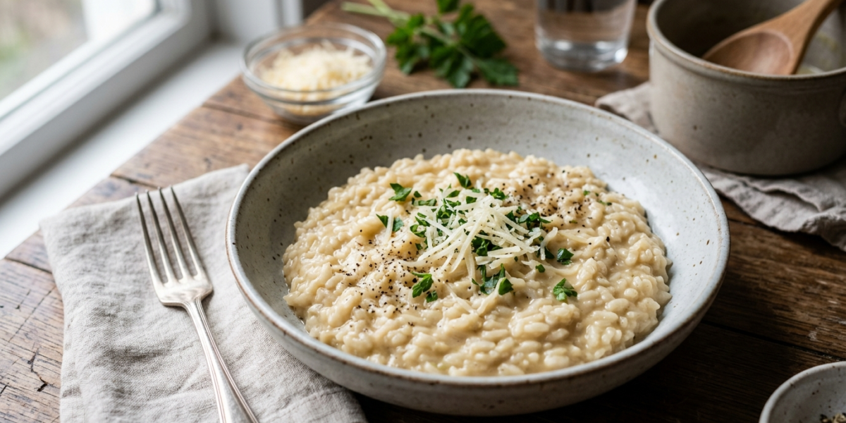 Risotto crémeux au parmesan sans lactose