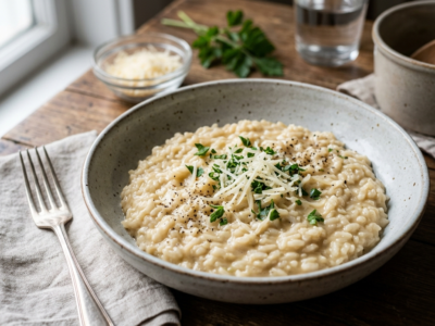 Risotto crémeux au parmesan sans lactose