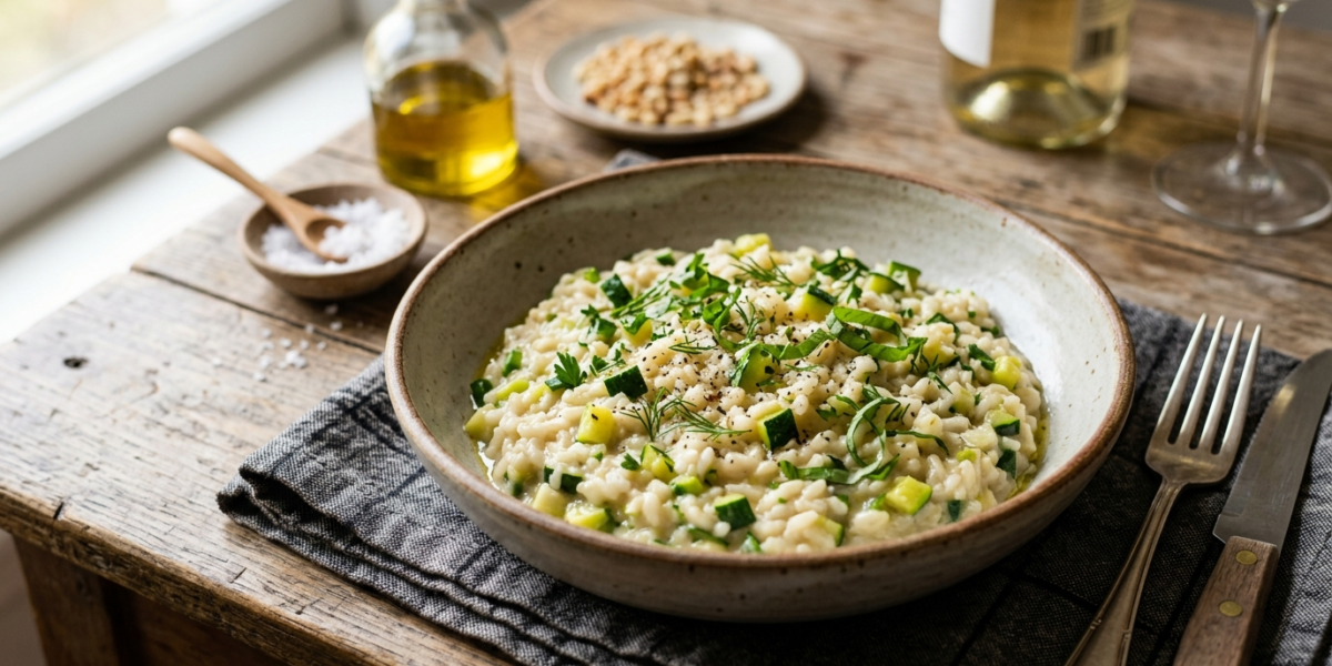 Risotto crémeux aux courgettes sans lactose