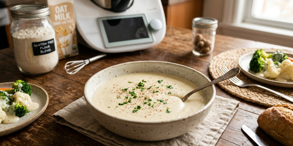 Sauce béchamel sans gluten et sans lactose réalisée au Thermomix