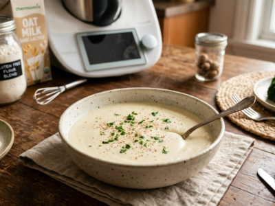 Sauce béchamel sans gluten et sans lactose réalisée au Thermomix