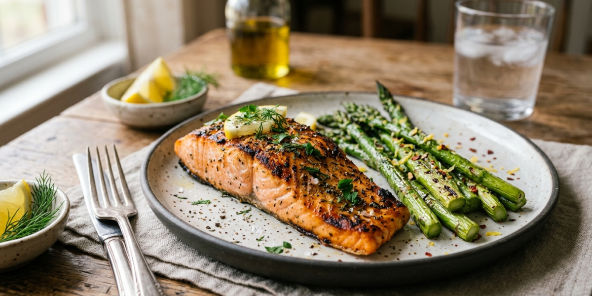 Saumon grillé aux asperges – Recette Whole30 sans lactose