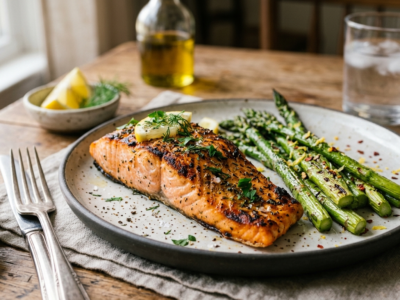 Saumon grillé aux asperges – Recette Whole30 sans lactose