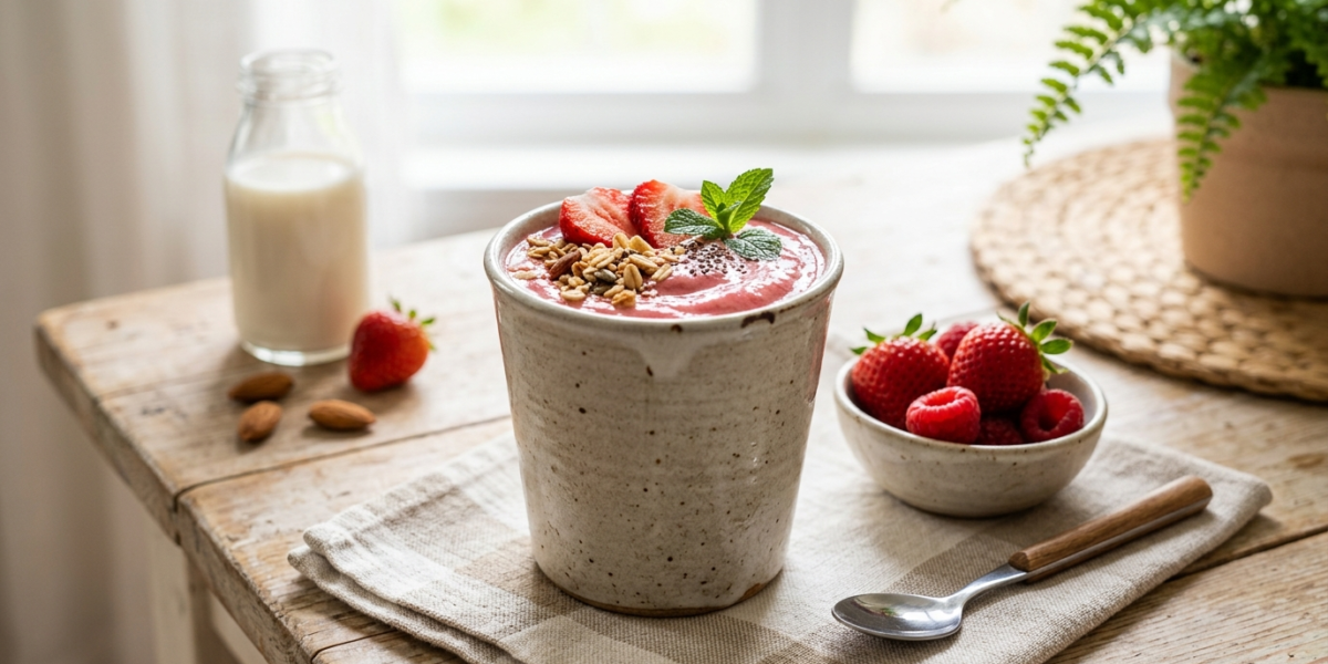 Smoothie Fraise Sans Lactose et Sans Gluten