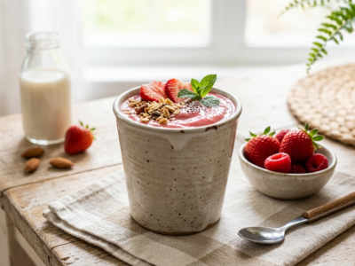 Smoothie Fraise Sans Lactose et Sans Gluten
