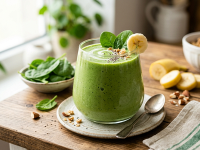 Smoothie vert épinard banane sans lactose