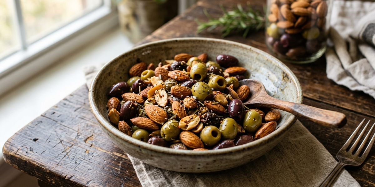 Snack croquant aux amandes et olives Whole30 sans gluten