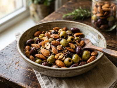 Snack croquant aux amandes et olives Whole30 sans gluten