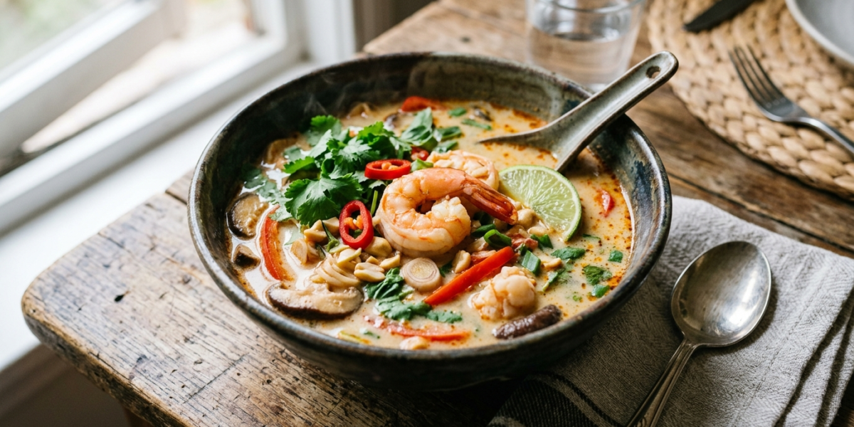 Soupe thaï aux crevettes et lait de coco Whole30 sans gluten
