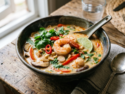 Soupe thaï aux crevettes et lait de coco Whole30 sans gluten