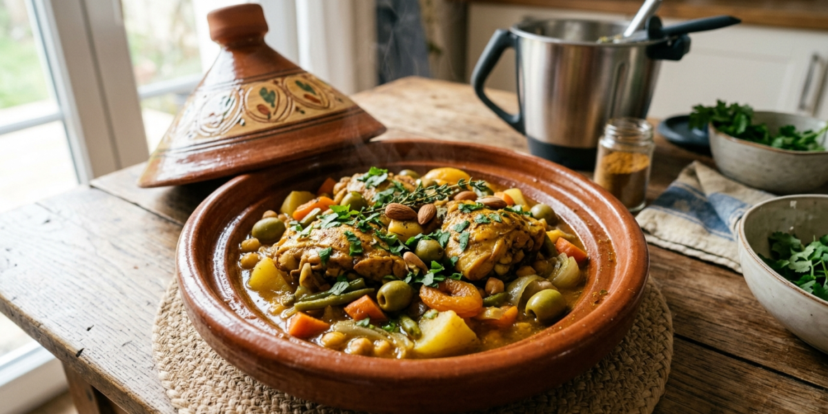 Tajine de poulet sans gluten préparé au Thermomix