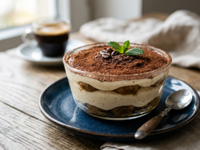 Tiramisu sans gluten et sans œuf préparé au Thermomix