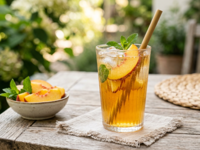 Tisane glacée à la pêche sans gluten