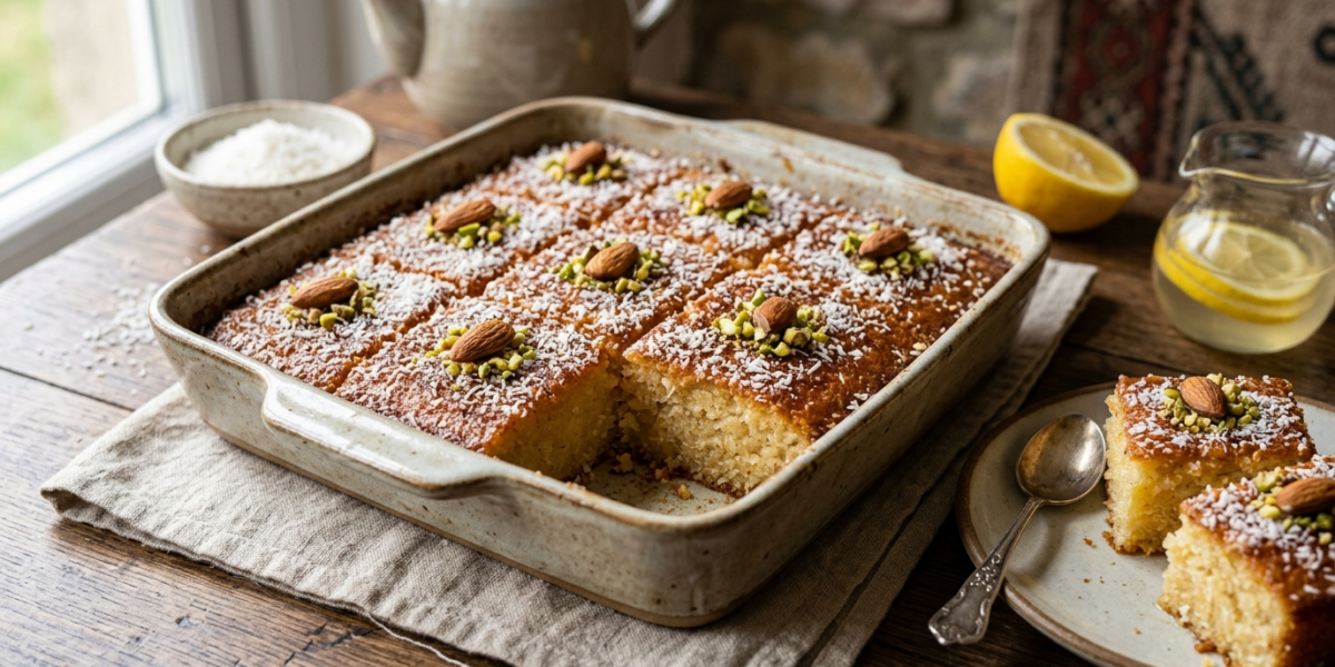 Basbousa sans semoule et sans gluten au lait de coco