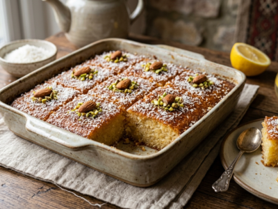 Basbousa sans semoule et sans gluten au lait de coco