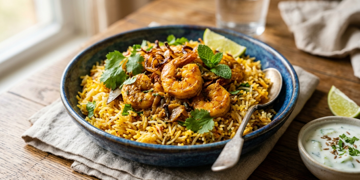 Biryani aux crevettes sans gluten