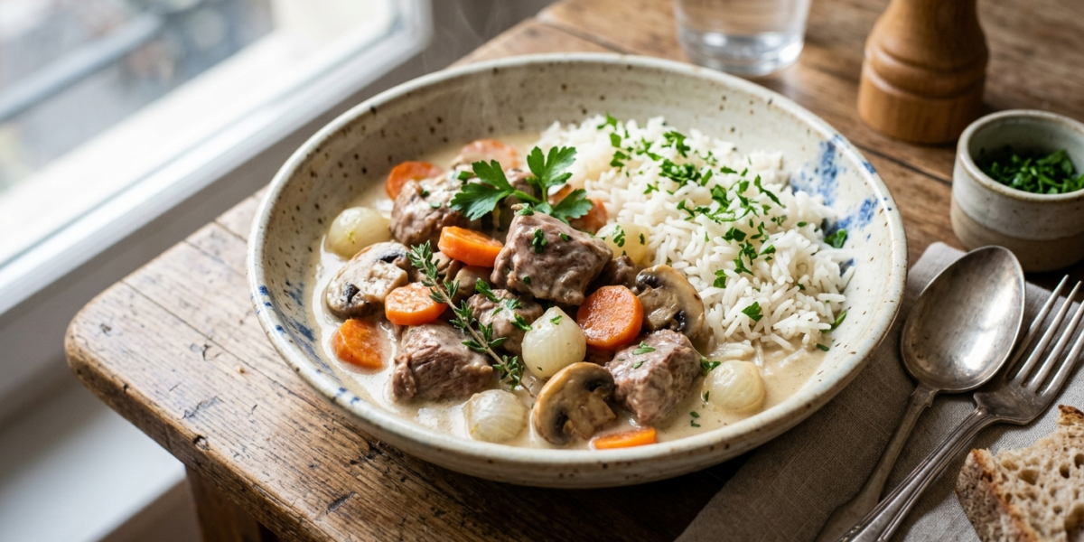 Blanquette de veau sans lactose traditionnelle