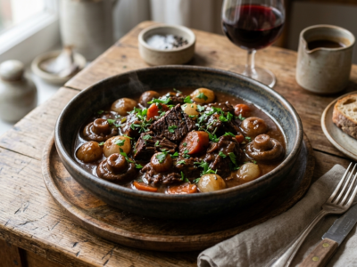 Boeuf Bourguignon sans lactose – recette traditionnelle revisitée
