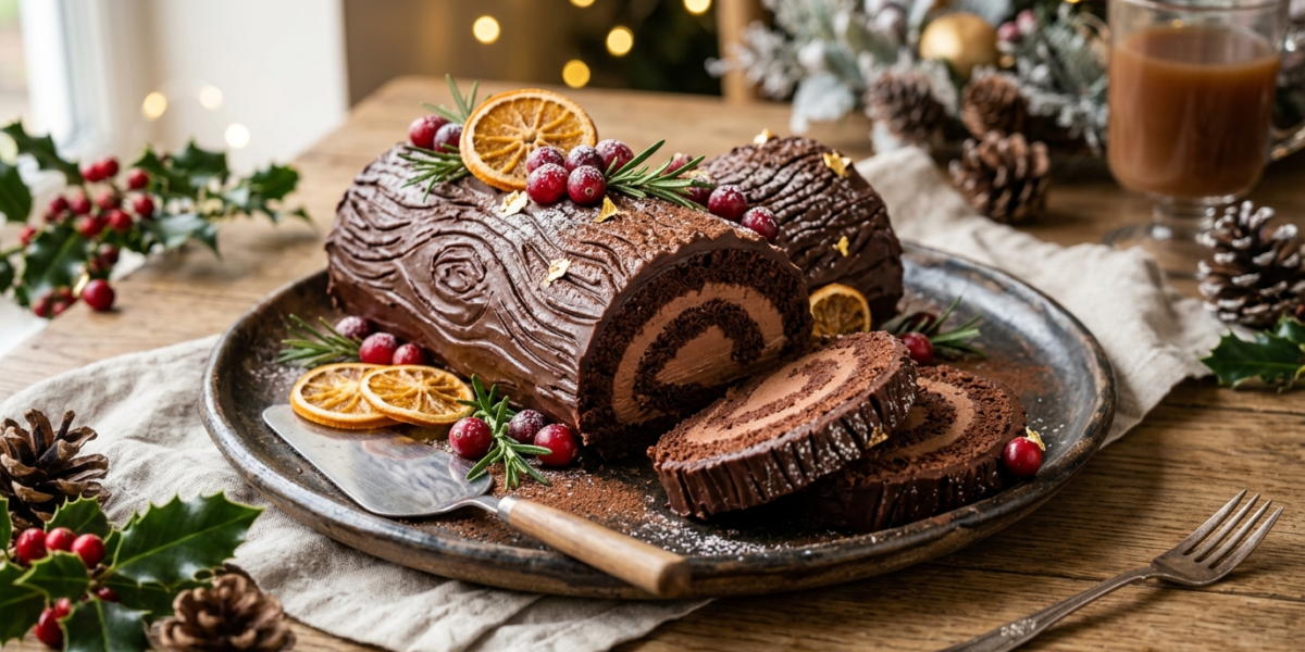 Bûche au chocolat sans gluten, sans lactose et sans œuf
