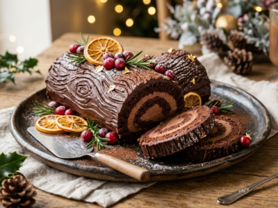 Bûche au chocolat sans gluten, sans lactose et sans œuf