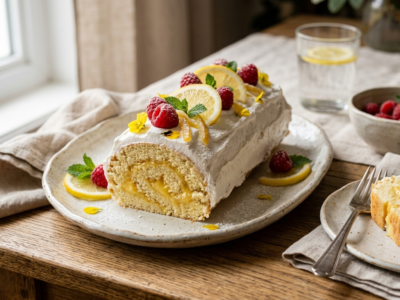 Bûche au citron sans gluten et sans lactose