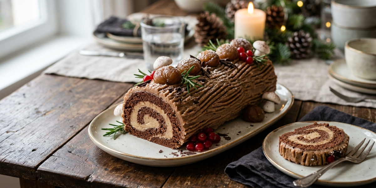 Bûche de Noël aux marrons, sans gluten ni lactose
