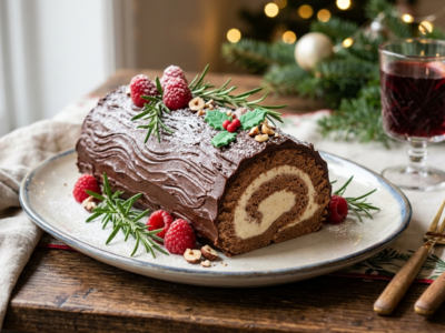 Bûche de Noël sans gluten et sans lactose