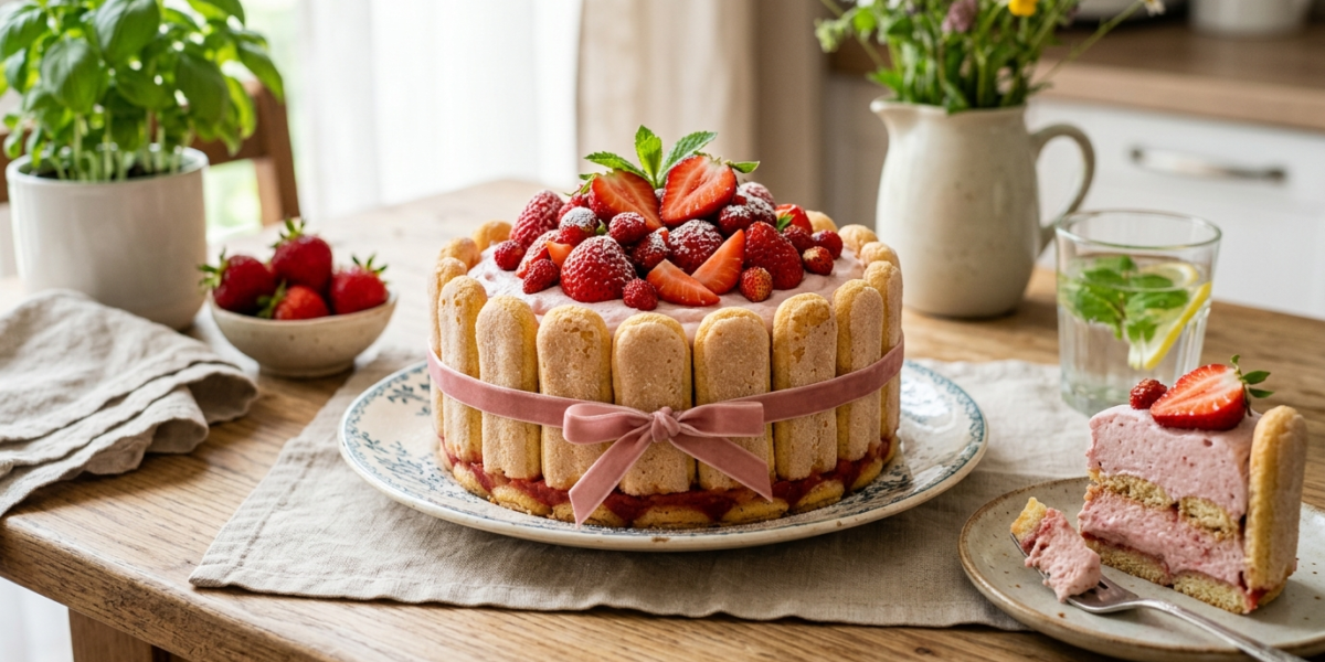 Charlotte aux fraises sans gluten et sans lactose