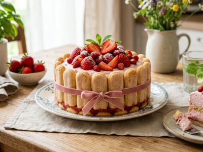 Charlotte aux fraises sans gluten et sans lactose