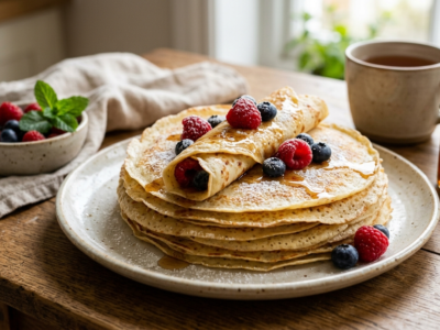 Crêpes de la Chandeleur sans gluten, sans lactose et sans œuf