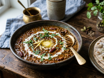 Dhal Makhani sans gluten : curry de lentilles noires crémeux et épicé