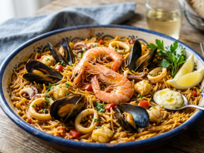 Fideuà sans gluten, spécialité catalane savoureuse