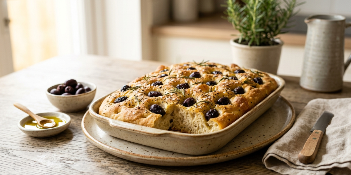 Focaccia aux olives sans gluten