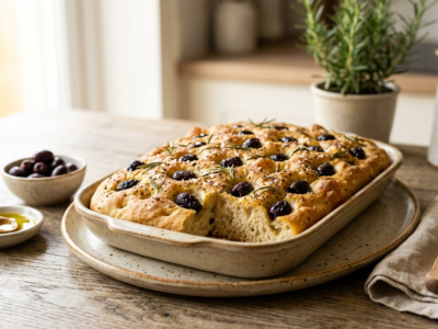 Focaccia aux olives sans gluten