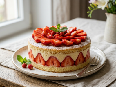 Fraisier sans gluten et sans lactose