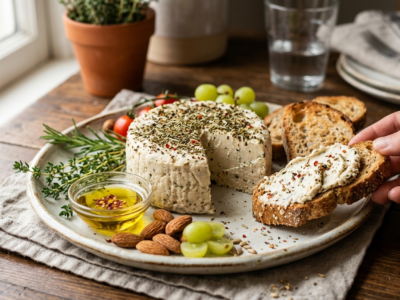 Fromage végétal à base d’amandes fermentées, sans lactose