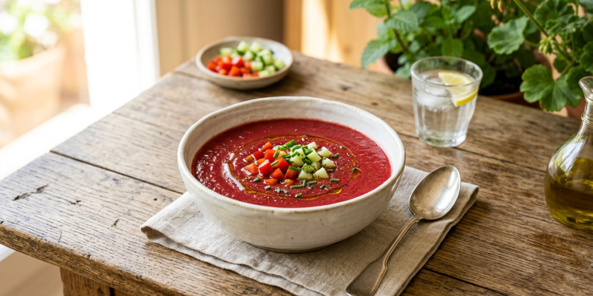 Gazpacho andalou sans gluten et sans lactose