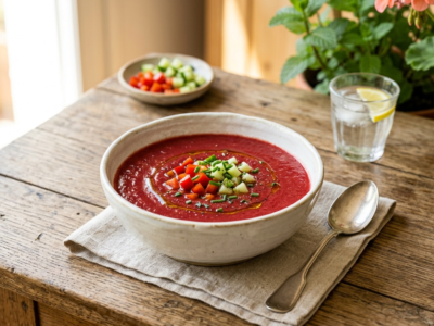 Gazpacho andalou sans gluten et sans lactose