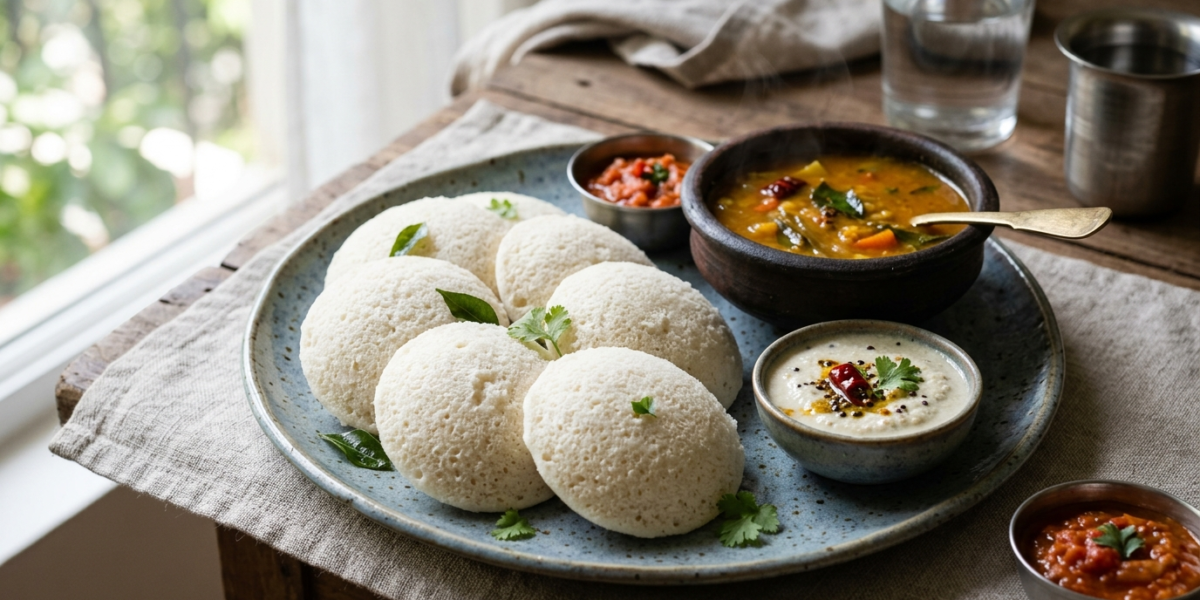 Idli sans gluten : gâteau de riz vapeur traditionnel indien
