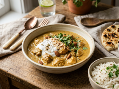 Korma de poulet sans gluten et sans lactose