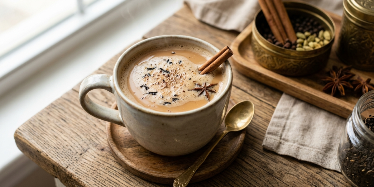 Masala Chai sans lactose : thé épicé à base de lait végétal