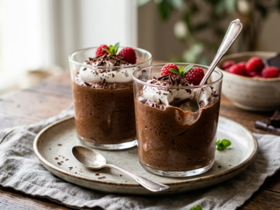 Mousse au chocolat sans gluten, sans lactose et sans œuf