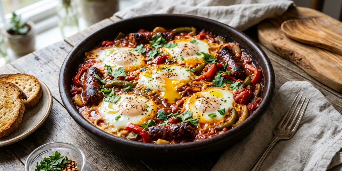 Ojja tunisienne sans gluten : savoureuse poêlée d&rsquo;œufs et merguez aux épices